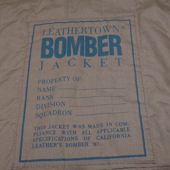 Vintage 1987 Leathertown Bomber Jacket Men's Size 42 Brown Zip Pockets Outdoor - Picture 5 of 9